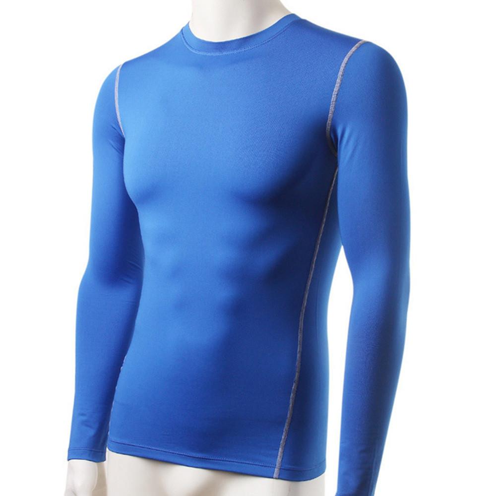 Men Plush Base Layer Long Sleeve Thermal T Shirt - Indigo-Temple