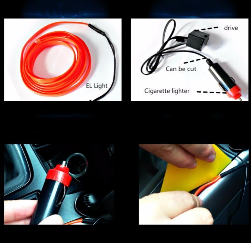 Neon Light Line + 12V Cigarette lighter Drive - Indigo-Temple