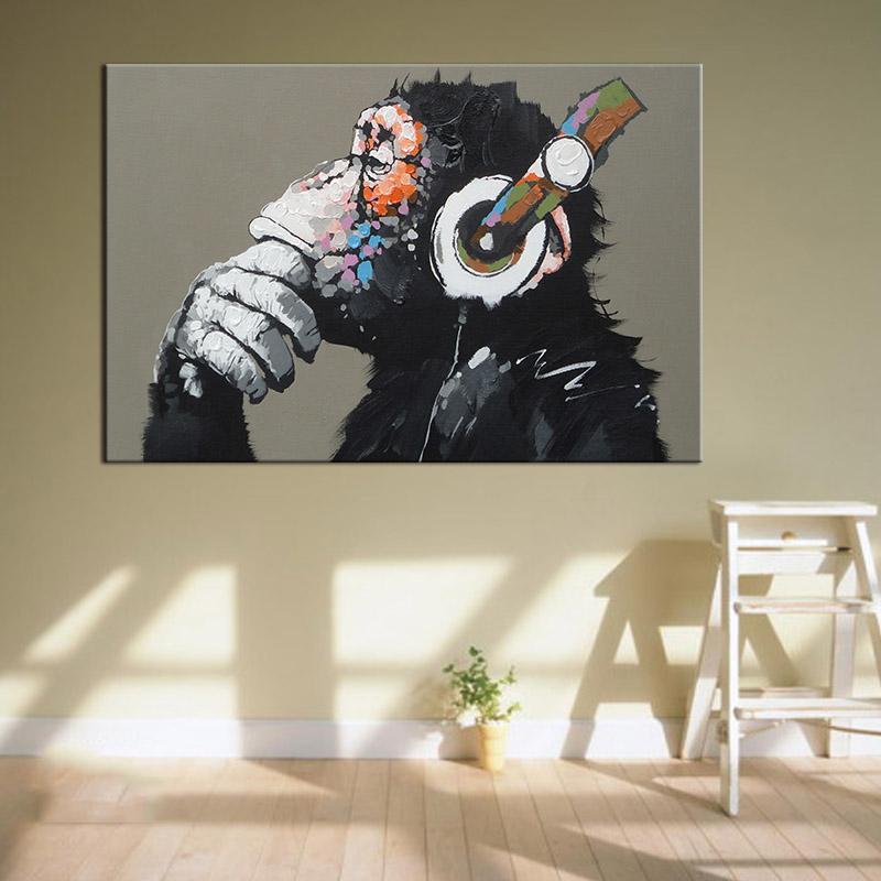 "The Thinking Monkey" Modern Canvas Print - Indigo-Temple