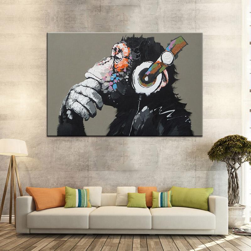 "The Thinking Monkey" Modern Canvas Print - Indigo-Temple