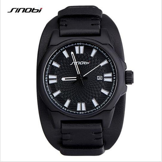 Luxury Leather Military Watch - Indigo-Temple