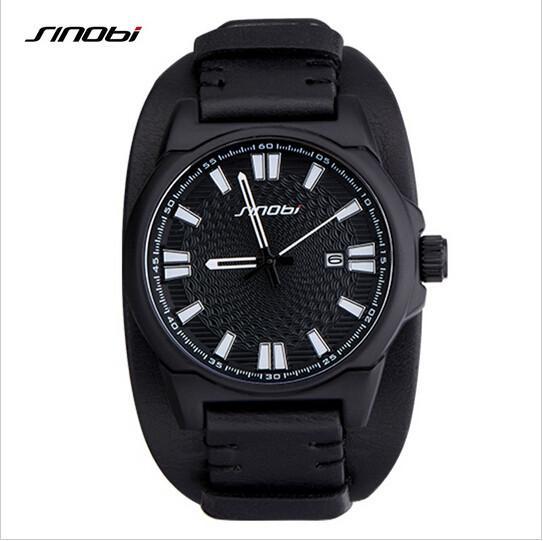 Luxury Leather Military Watch - Indigo-Temple