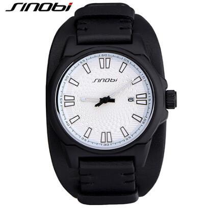 Luxury Leather Military Watch - Indigo-Temple