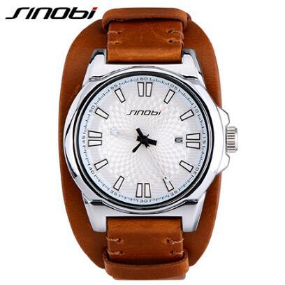 Luxury Leather Military Watch - Indigo-Temple