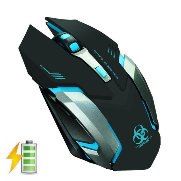 Wireless Rechargeable 6 Buttons LED Backlit  Mouse - Indigo-Temple