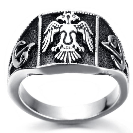 Mens Stainless Steel Army Eagle Ring - Indigo-Temple