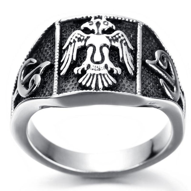 Mens Stainless Steel Army Eagle Ring - Indigo-Temple