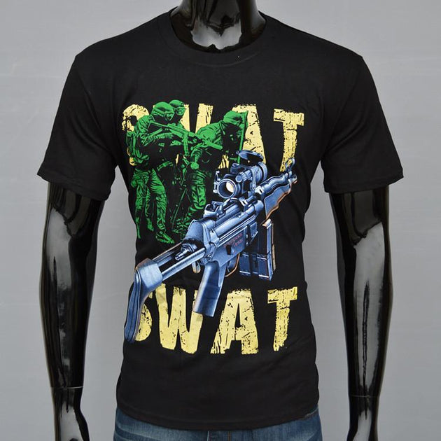 S.W.A.T -  Man T-Shirt Short Sleeve O Neck Cotton - Indigo-Temple