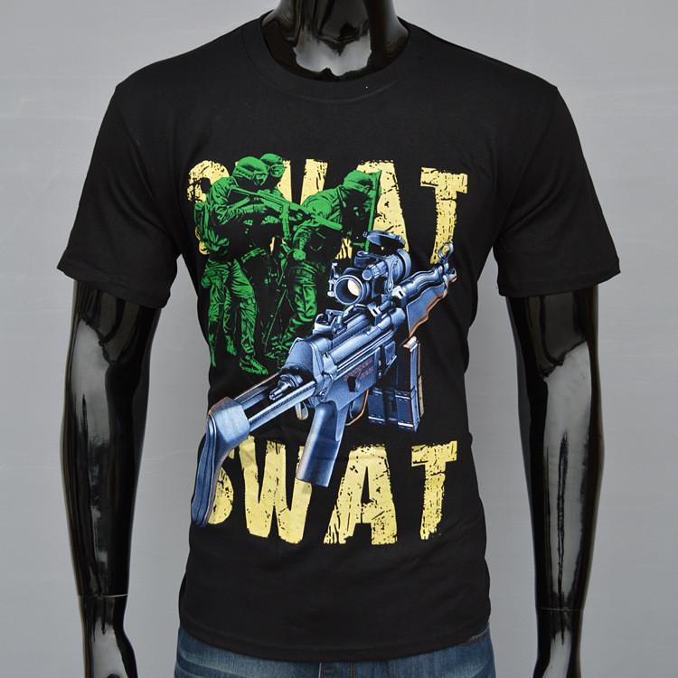 S.W.A.T -  Man T-Shirt Short Sleeve O Neck Cotton - Indigo-Temple