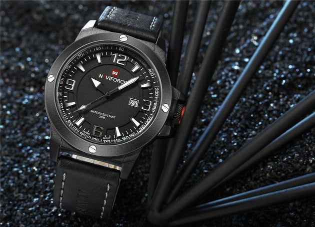 Genuine Leather Strap Army Watch (4 colors) - Indigo-Temple