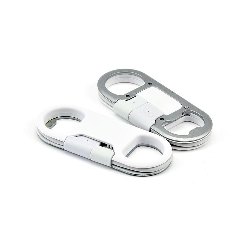 2 in 1 -Bottle Opener Keychain USB Charge Cable for iPhone & Andro - Indigo-Temple