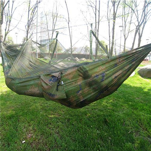 Parachute Fabric Hammock With Mosquito Net - Indigo-Temple