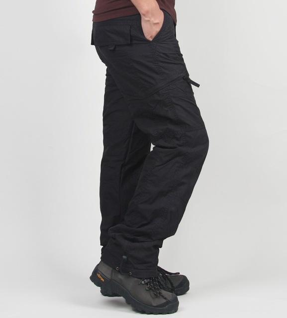 Double Layer Military Flannel Lined Cargo Pants - Indigo-Temple