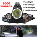 4-mode 8000Lm  LED Headlamp Set - Indigo-Temple