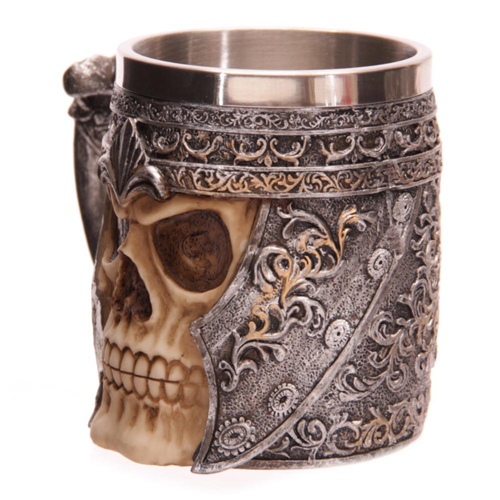 Stainless Steel  Double Wall Skull Beer Mug - Indigo-Temple