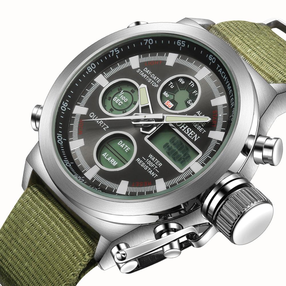 Digital Canvas Strap Army Watch - Indigo-Temple