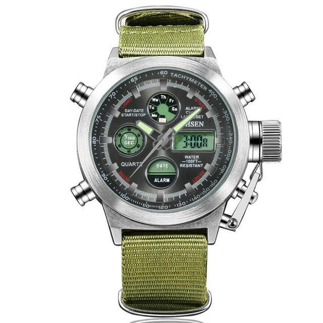 Digital Canvas Strap Army Watch - Indigo-Temple