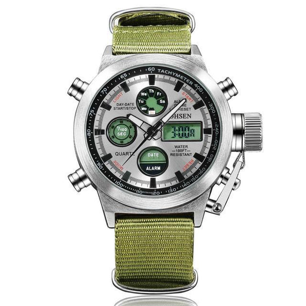 Digital Canvas Strap Army Watch - Indigo-Temple