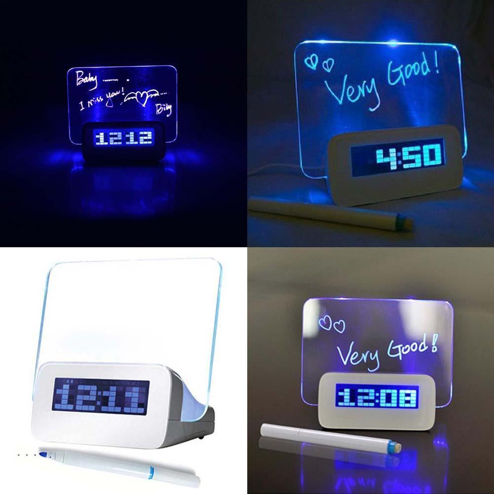 LED Message Board Alarm Clock - Indigo-Temple