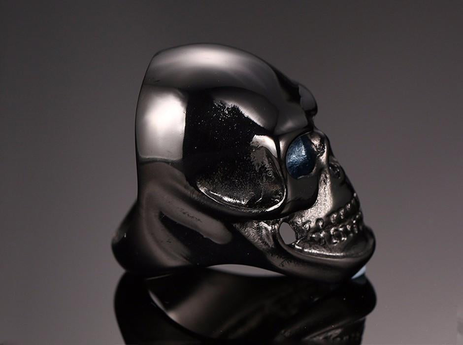 Stainless steel skull ring - Black\Gold - Indigo-Temple