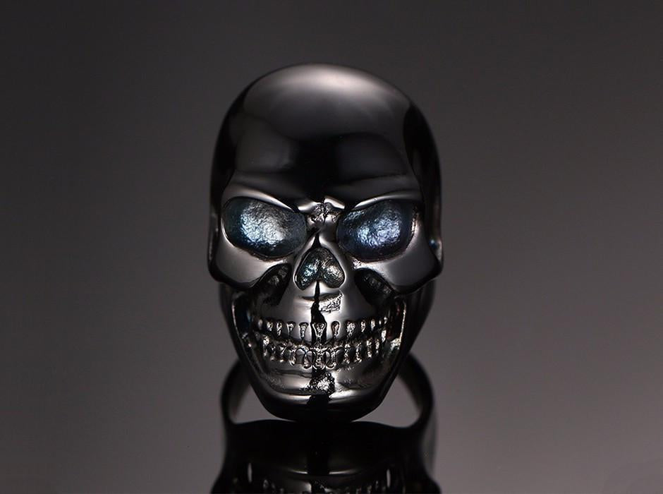 Stainless steel skull ring - Black\Gold - Indigo-Temple