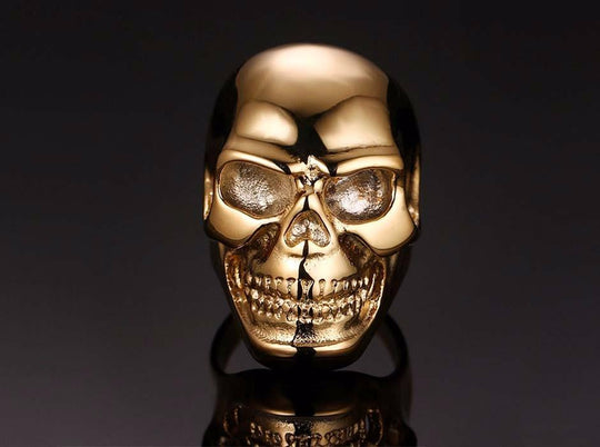 Stainless steel skull ring - Black\Gold - Indigo-Temple