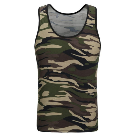 Camo Army Green Sleeveless Tank Top - Indigo-Temple