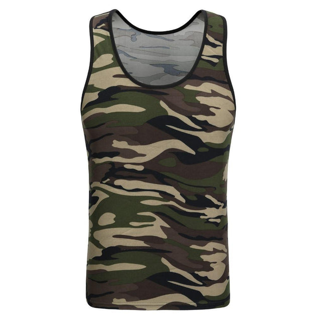 Camo Army Green Sleeveless Tank Top - Indigo-Temple