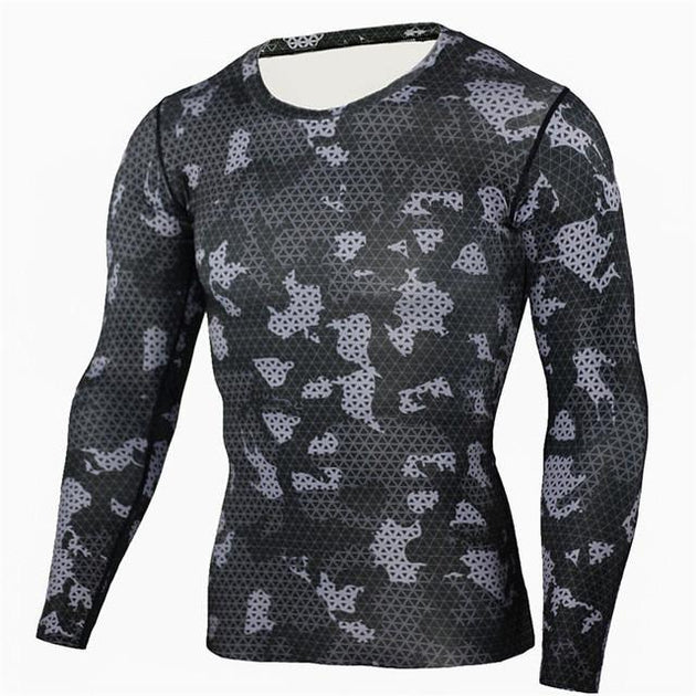 Military Quick Dry Camo Long Sleeve T-Shirt - Indigo-Temple