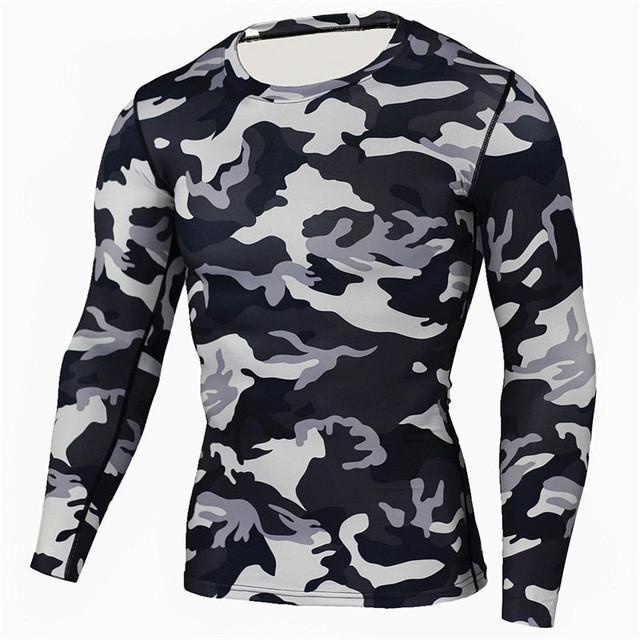 Military Quick Dry Camo Long Sleeve T-Shirt - Indigo-Temple
