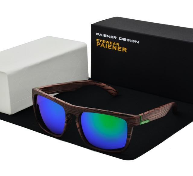 PAIENER™ Wood-Pattern Polarized Unisex Sunglasses - Indigo-Temple
