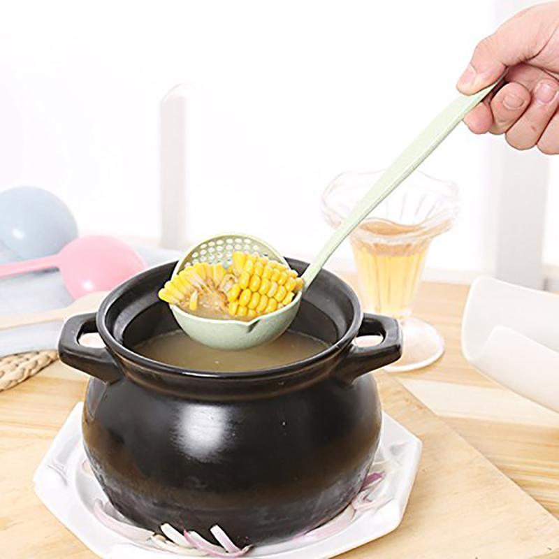 2 in 1 Long Handle Soup Filter-Spoon - Indigo-Temple