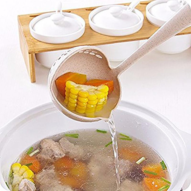 2 in 1 Long Handle Soup Filter-Spoon - Indigo-Temple