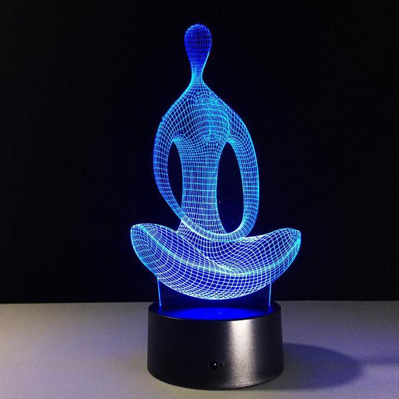 3D MEDITATION YOGA NIGHT LAMP - Indigo-Temple