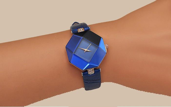 Glamorous Geometric Gem-Cut Women's Watch - Indigo-Temple