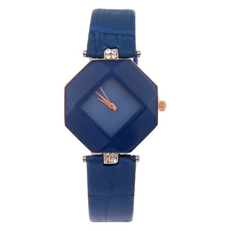 Glamorous Geometric Gem-Cut Women's Watch - Indigo-Temple