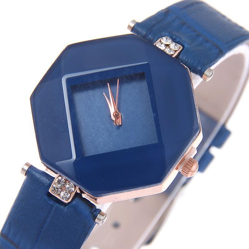 Glamorous Geometric Gem-Cut Women's Watch - Indigo-Temple