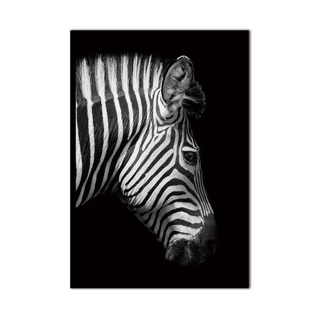 Black & White African Animal Canvas Painting - Indigo-Temple
