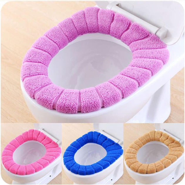 Warm & Comfortable Velvet Toilet Seat Cushion (2pcs) - Indigo-Temple