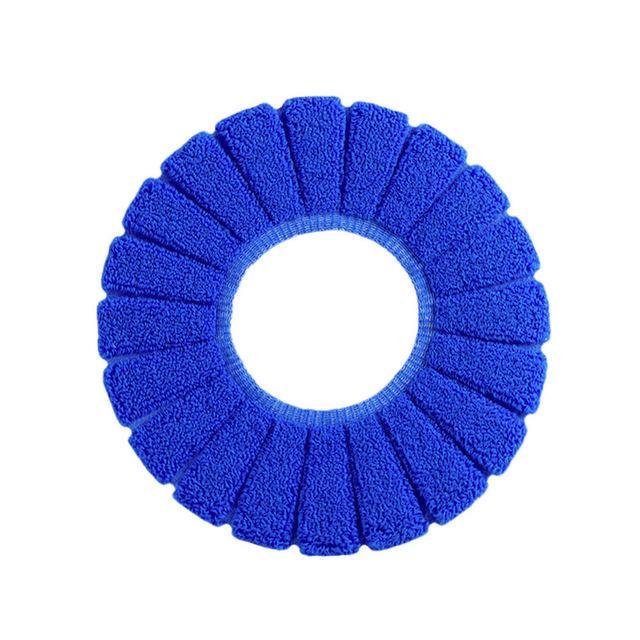 Warm & Comfortable Velvet Toilet Seat Cushion (2pcs) - Indigo-Temple