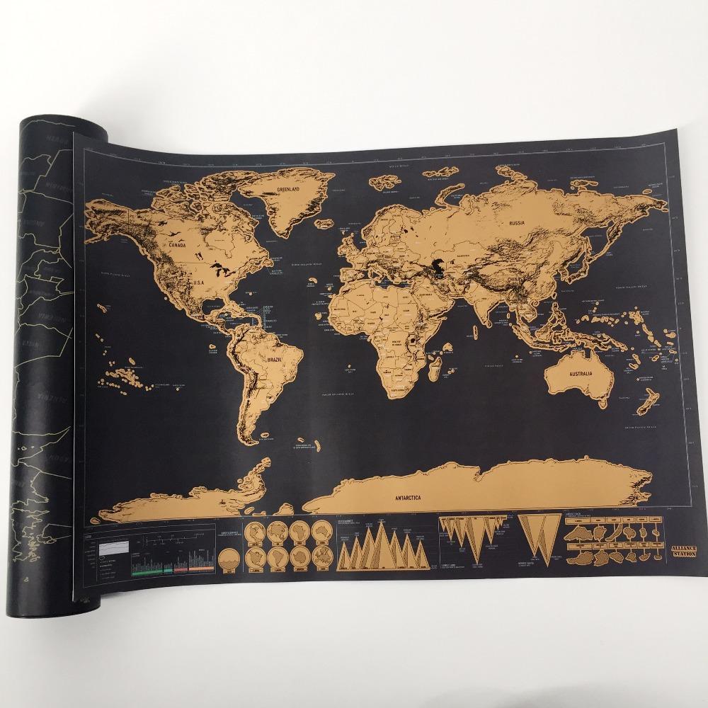 Deluxe Personalized World Scratch Map - Indigo-Temple