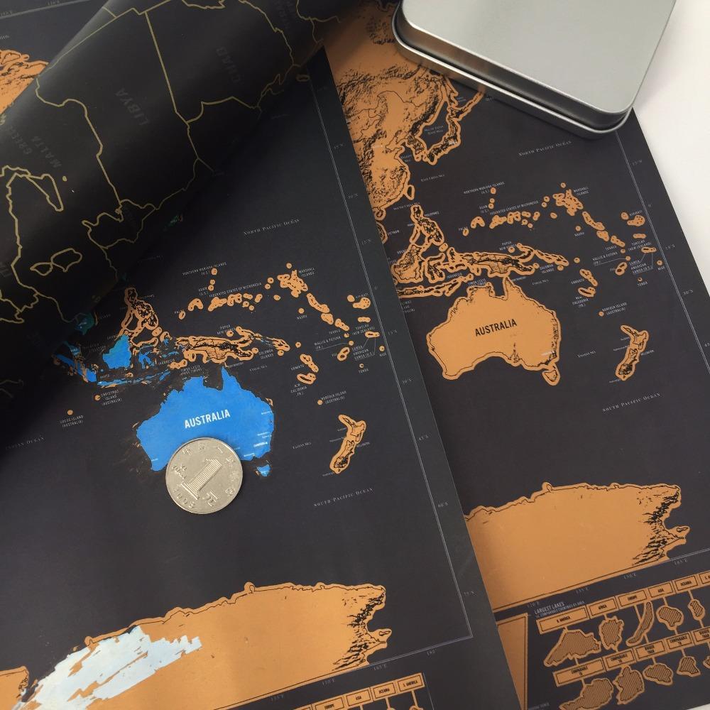 Deluxe Personalized World Scratch Map - Indigo-Temple