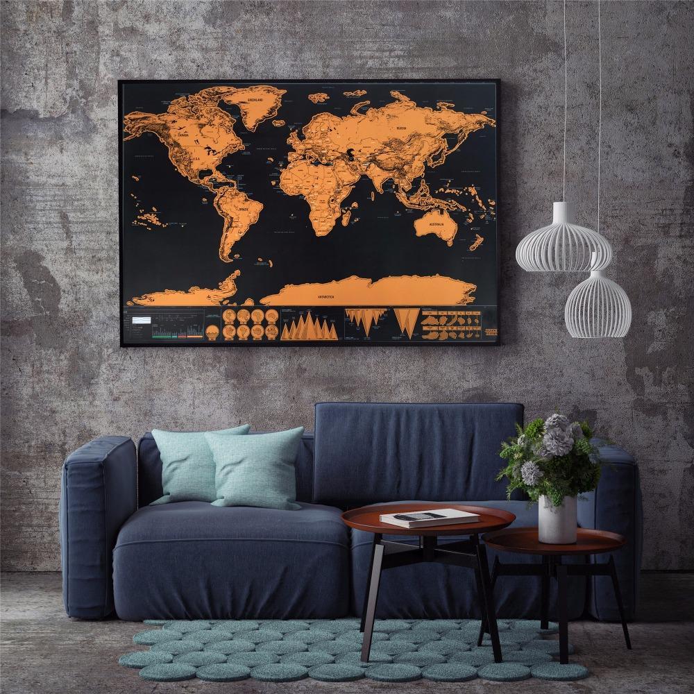 Deluxe Personalized World Scratch Map - Indigo-Temple