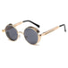 Retro Circular Unisex Steampunk Polarized Sunglasses - Indigo-Temple