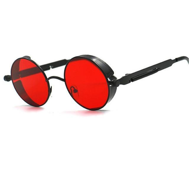 Retro Circular Unisex Steampunk Polarized Sunglasses - Indigo-Temple