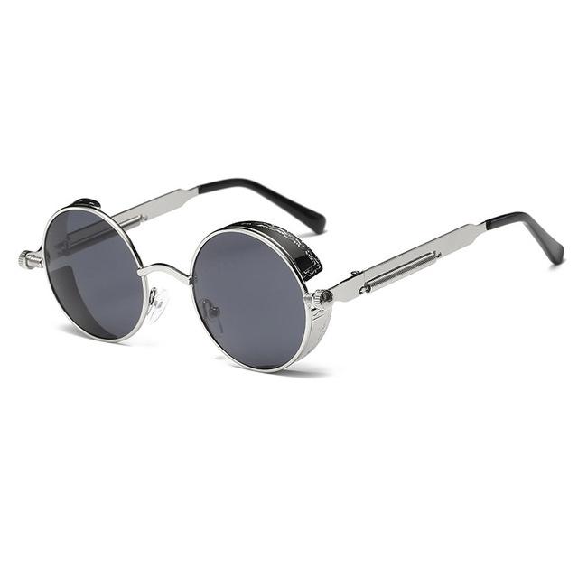 Retro Circular Unisex Steampunk Polarized Sunglasses - Indigo-Temple