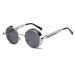 Retro Circular Unisex Steampunk Polarized Sunglasses - Indigo-Temple