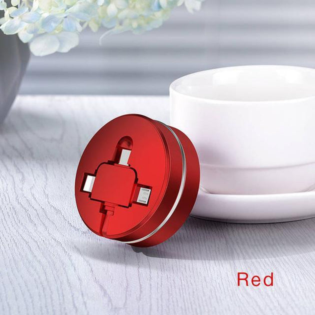 3-in-1 Retractable USB "Cookie" Multi-Charger - Indigo-Temple