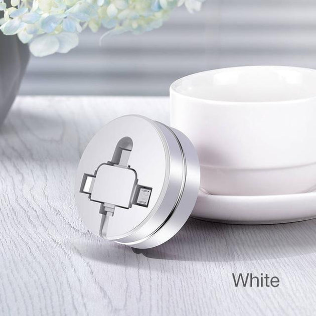 3-in-1 Retractable USB "Cookie" Multi-Charger - Indigo-Temple