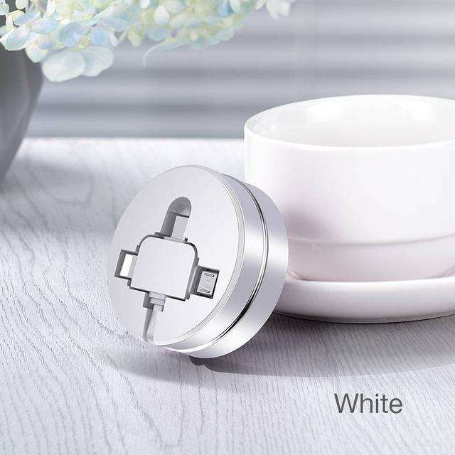 3-in-1 Retractable USB "Cookie" Multi-Charger - Indigo-Temple